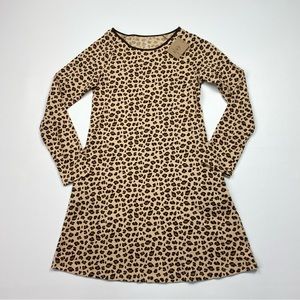 NEW! Girl’s Lands’ End Long Sleeve Leopard Print Pullover Knit Dress Size Medium